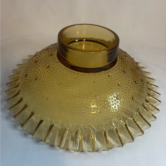 Vtg large Amber hobnail pedestal bowl - Picture 3 of 6